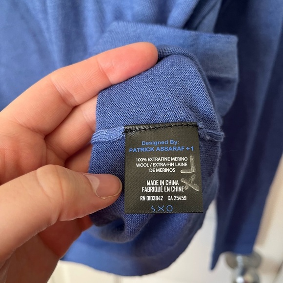 NWT Men’s Patrick Assaraf Extra-Fine Merino Vintage Wash Crewneck | Size Large - Picture 6 of 9